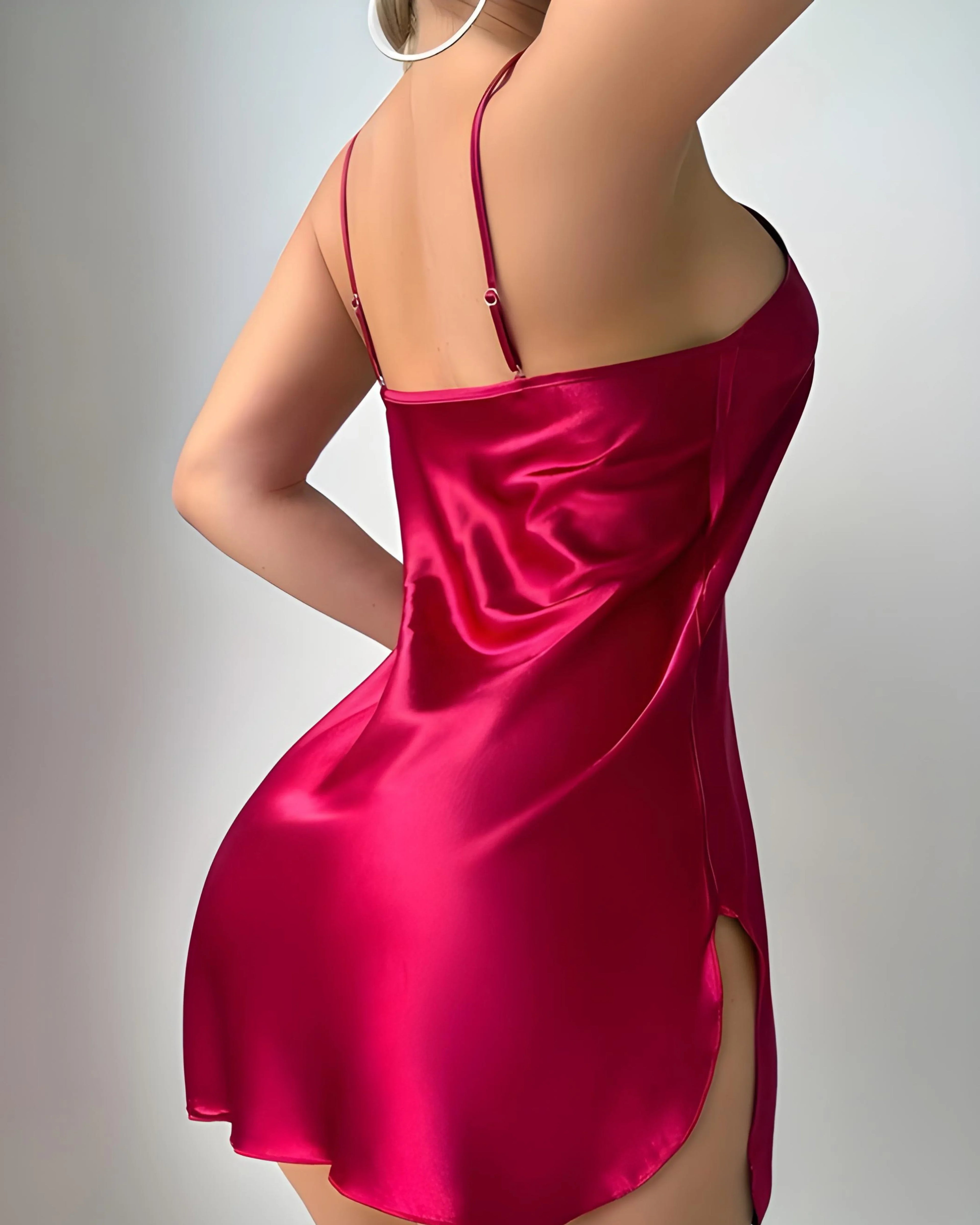 Silk Luxurious and Alluring Cami Nightgown, comfortable Lace split Nightdress, Nightgown, soft nightwear