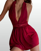 Silk Red Camisole Nightgown eyelash lace lingerie